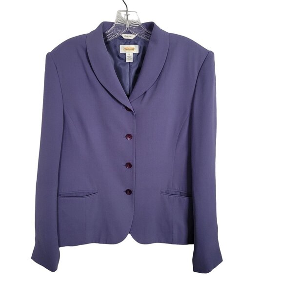 Talbots Size 10 Silk Blazer Jacket Pockets Lined Shaped Fitted Career Purple - Picture 2 of 8